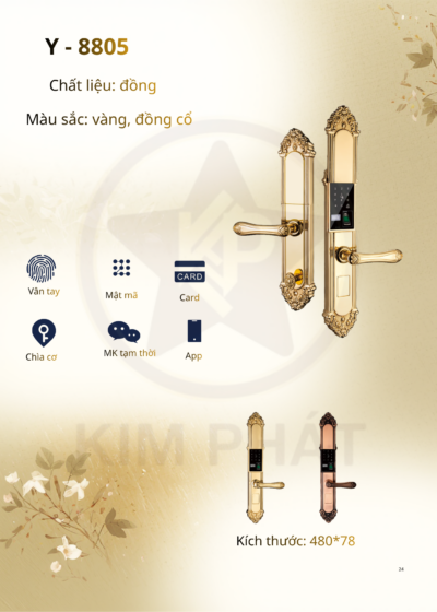 Khóa cửa cổ điển - Mã: Y-8805