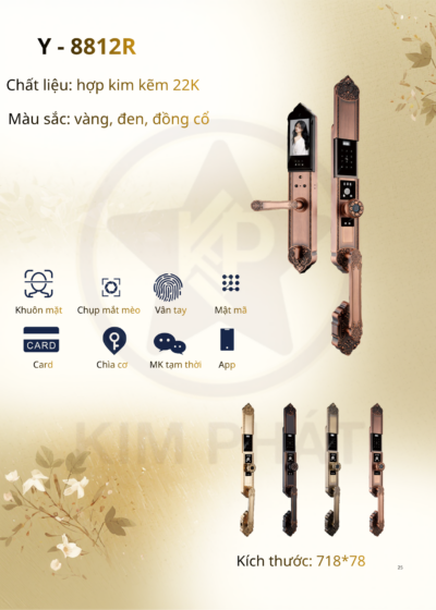 Khóa cửa cổ điển - Mã: Y-8812R