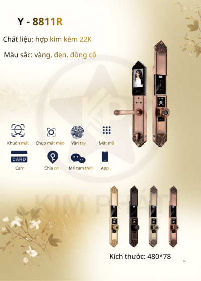 Khóa cửa cổ điển - Mã: Y-8811R
