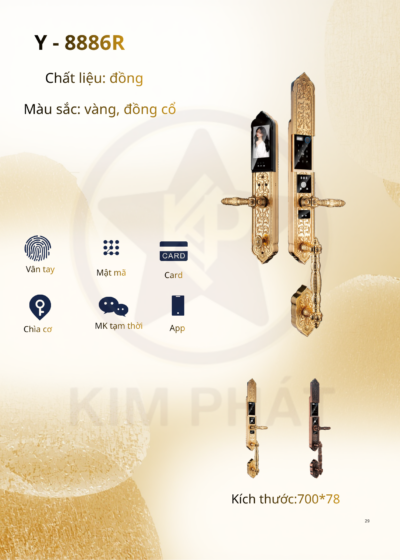 Khóa cửa cổ điển - Mã: Y-8886R