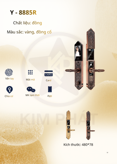 Khóa cửa cổ điển - Mã: Y-8885R