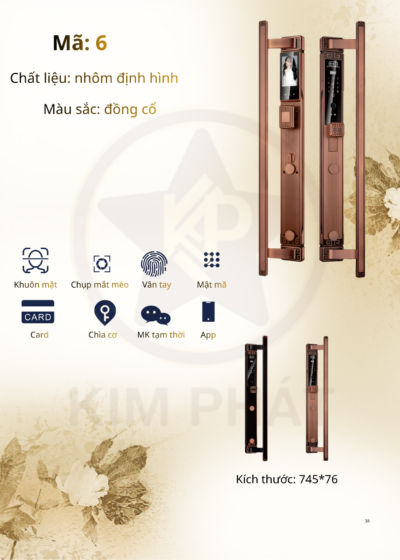 Khóa cửa cổ điển - Mã: 6