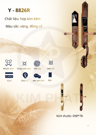 Khóa cửa cổ điển - Mã: Y-8826R